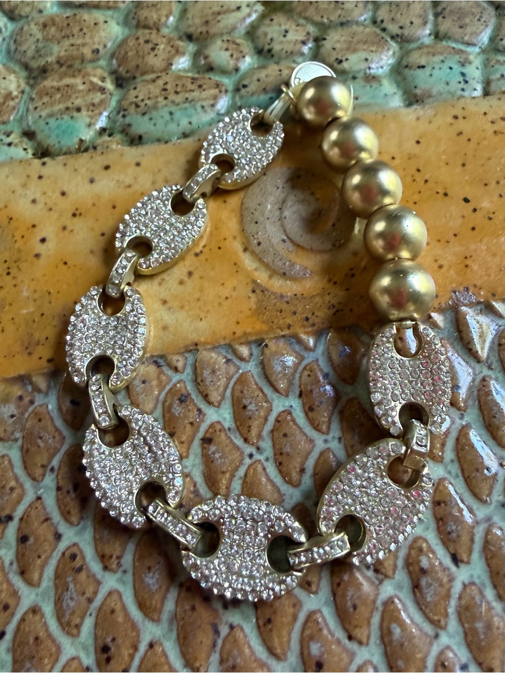 Gold and Crystal Link Bracelet